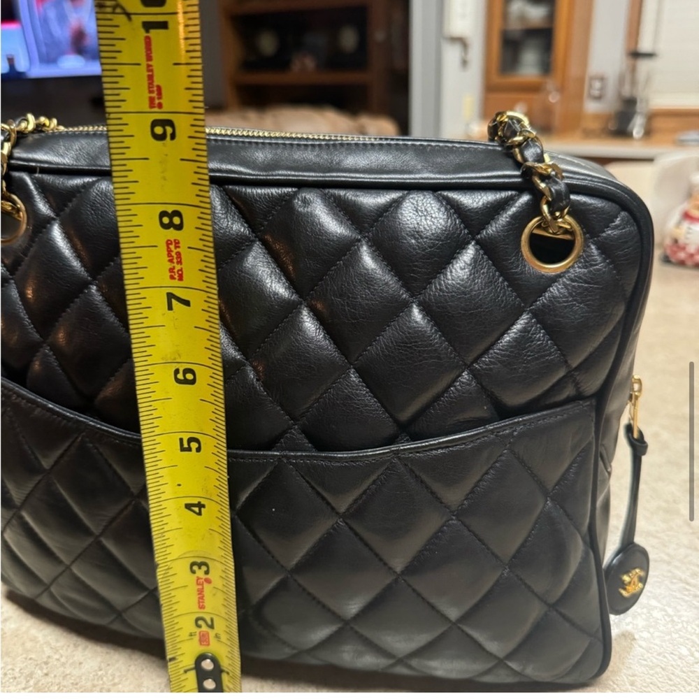 Chanel Vintage Grand Shopping Black Quilted Chain Zip Tote Shoulder Bag - Picture 10 of 16